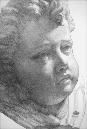 Drawing of Cherub by Nancy Honea